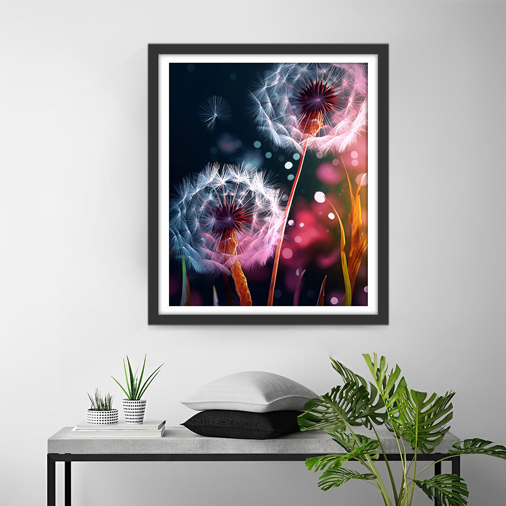 Witte Paardenbloem in de Nacht Diamond Painting
