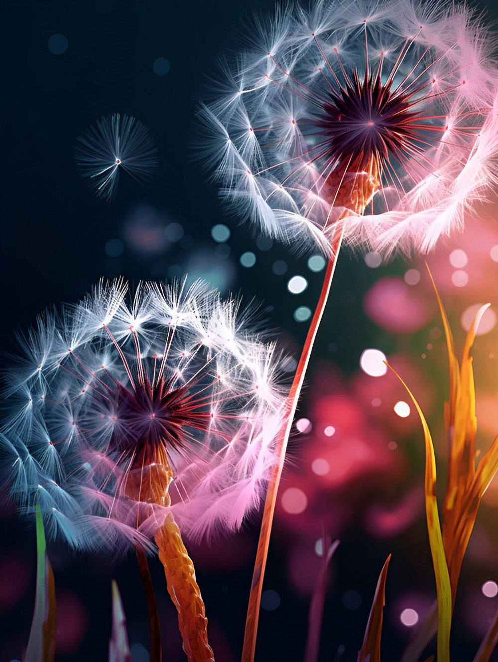 Witte Paardenbloem in de Nacht Diamond Painting