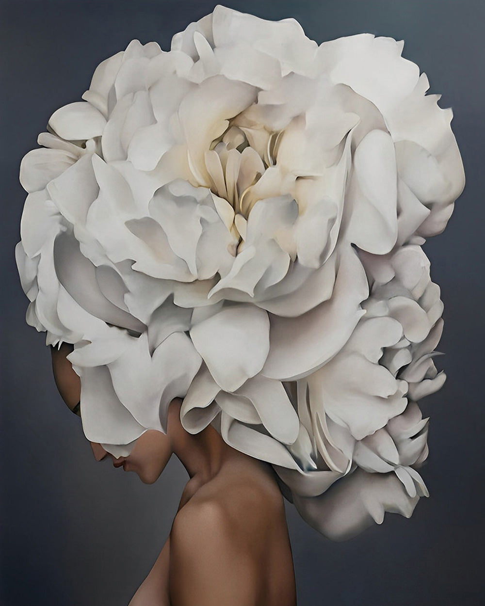 Witte Pioen Vrouw Diamond Painting