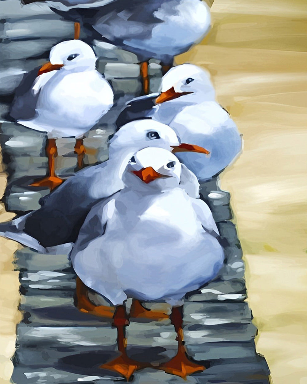 Witte Vogels op de Rivieroever Diamond Painting