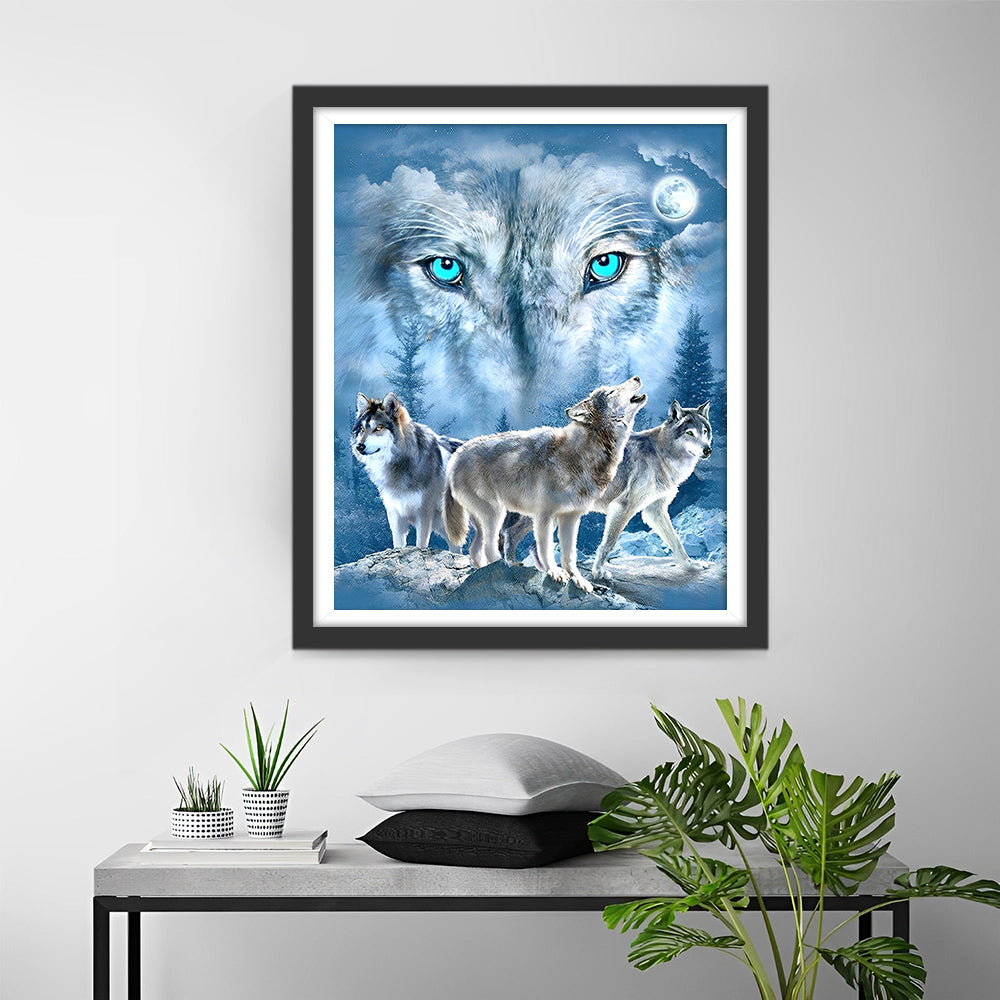 Witte Wolf Koning Diamond Painting