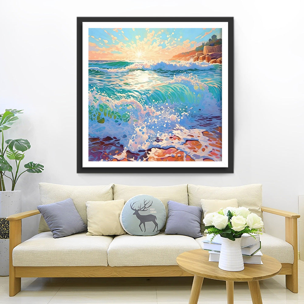 Woeste Groene Golven Diamond Painting