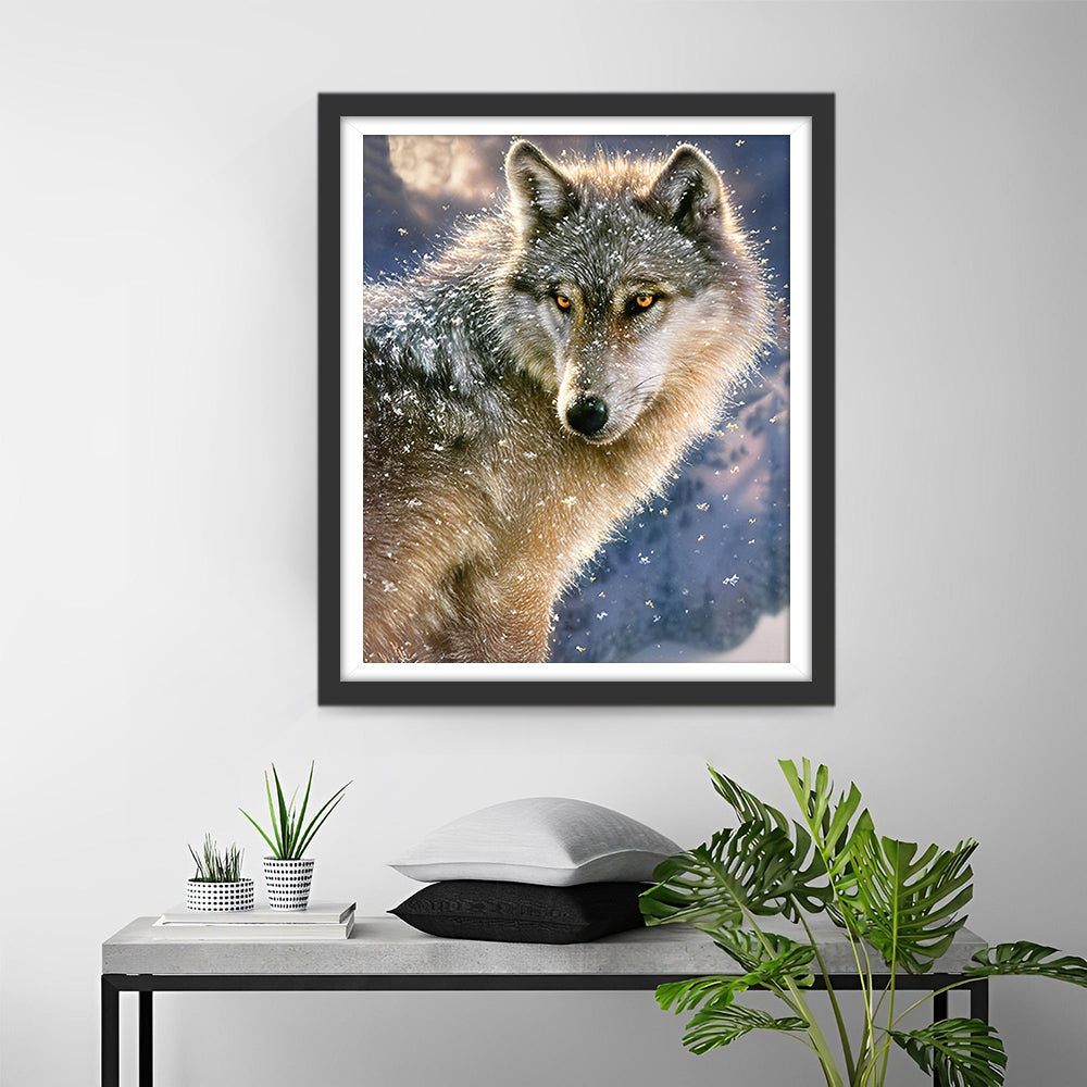 Wolf in de Sneeuw Diamond Painting