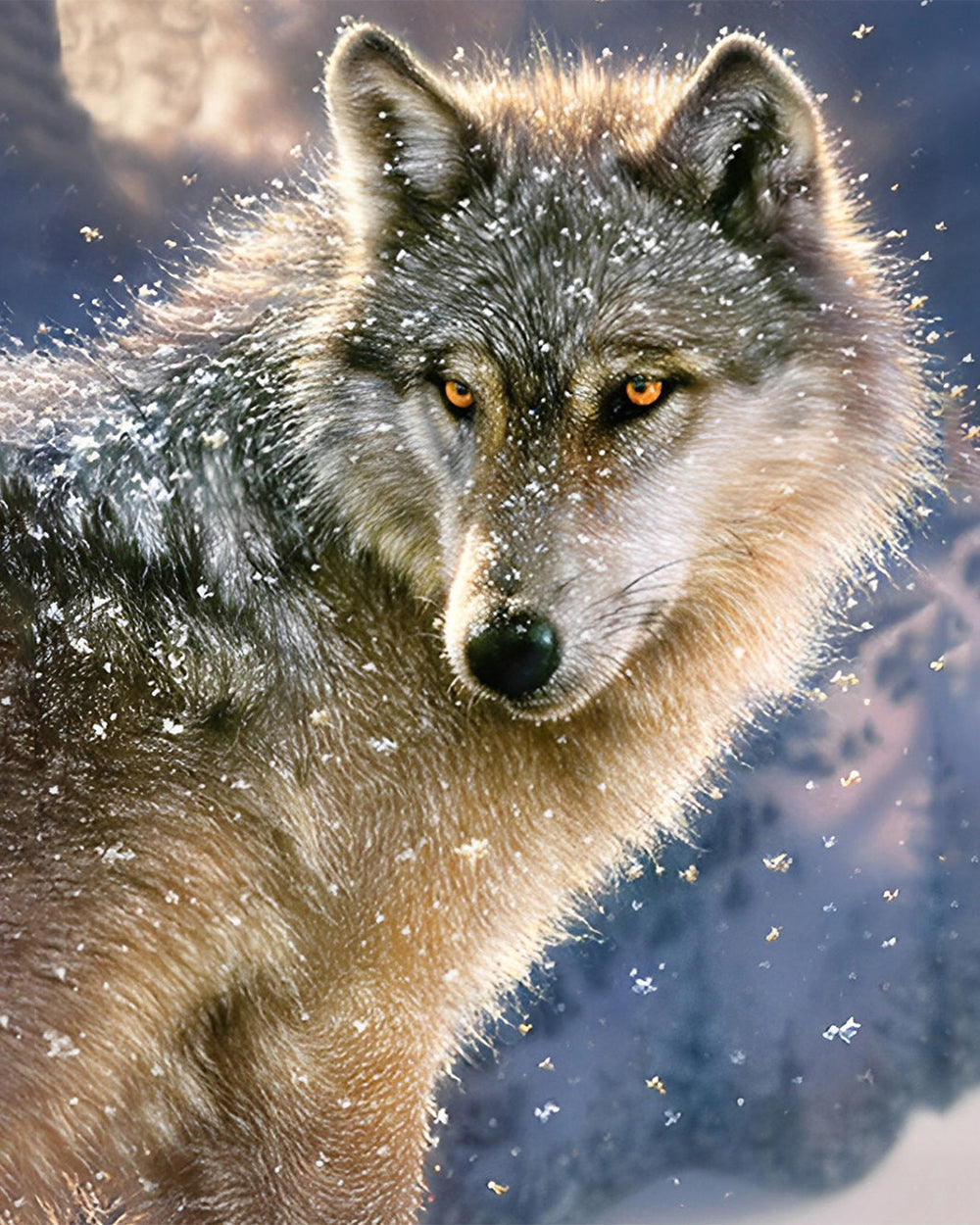 Wolf in de Sneeuw Diamond Painting