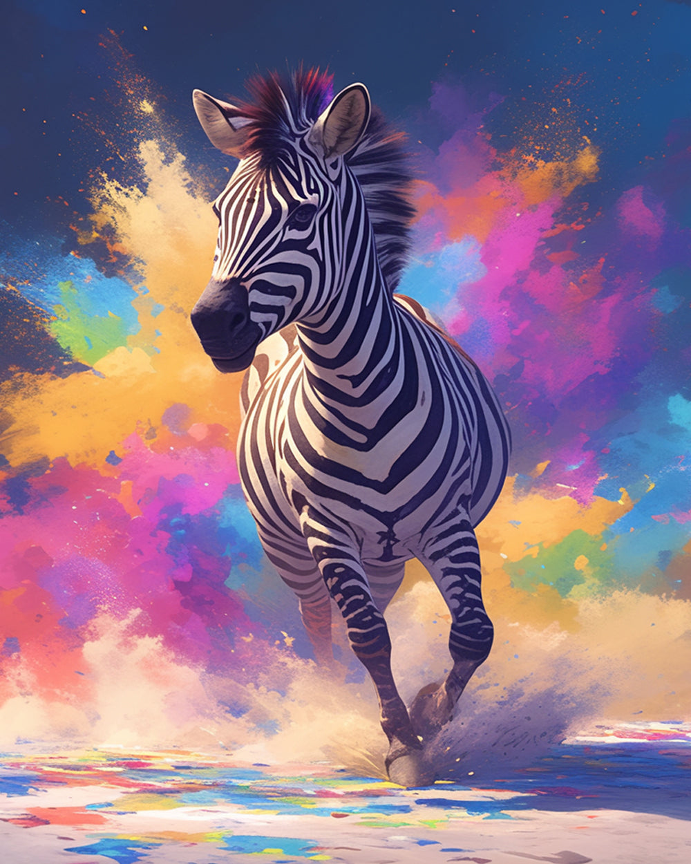 Zebra Rent in Kleurrijke Kleuren Diamond Painting