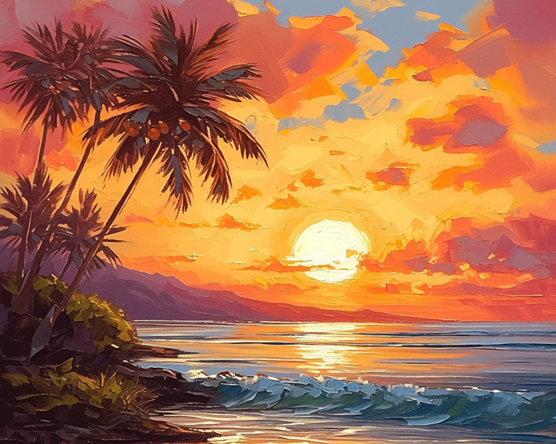 Zee en Zonsondergang Diamond Painting
