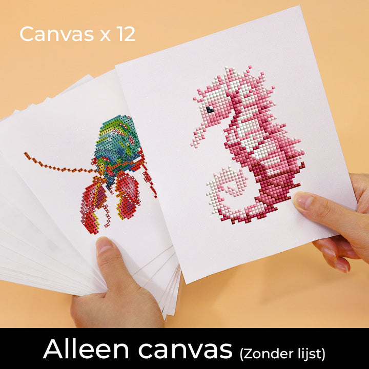 Zeedieren 12 Stuks – Mini Diamond Painting Set