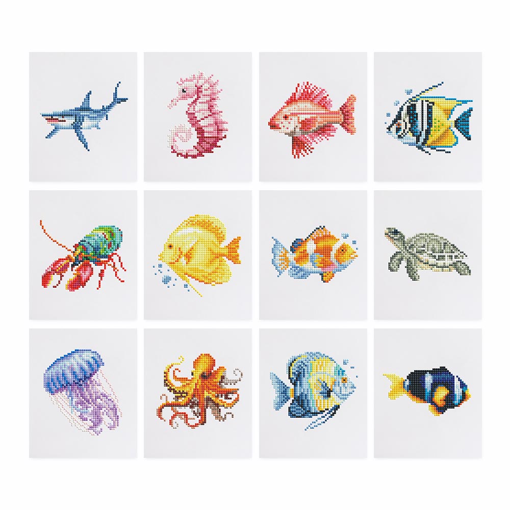 Zeedieren 12 Stuks – Mini Diamond Painting Set