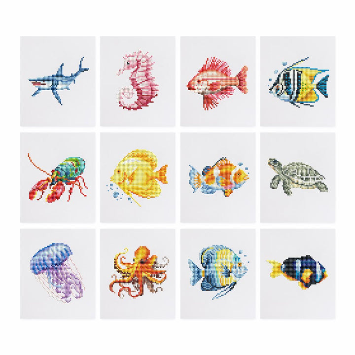 Zeedieren 12 Stuks – Mini Diamond Painting Set