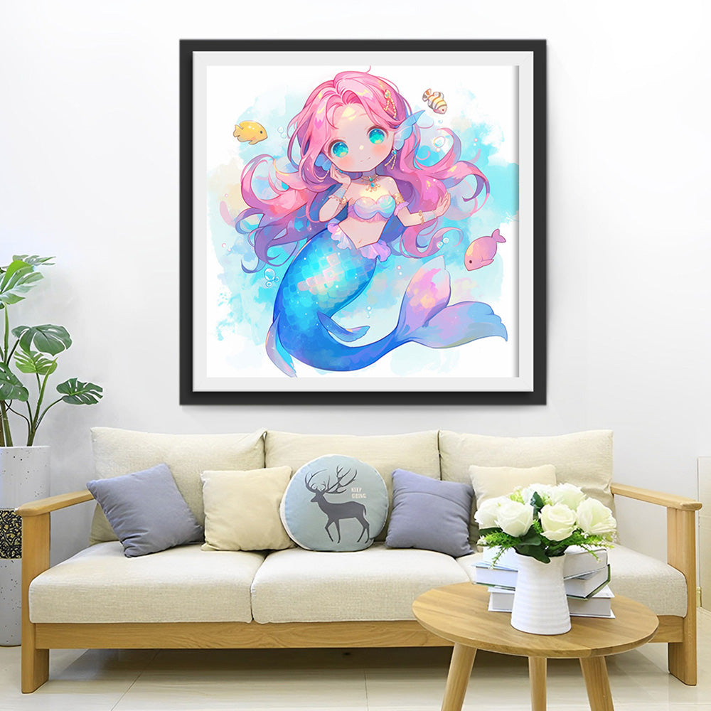 Zeemeermin met Roze Haar Diamond Painting