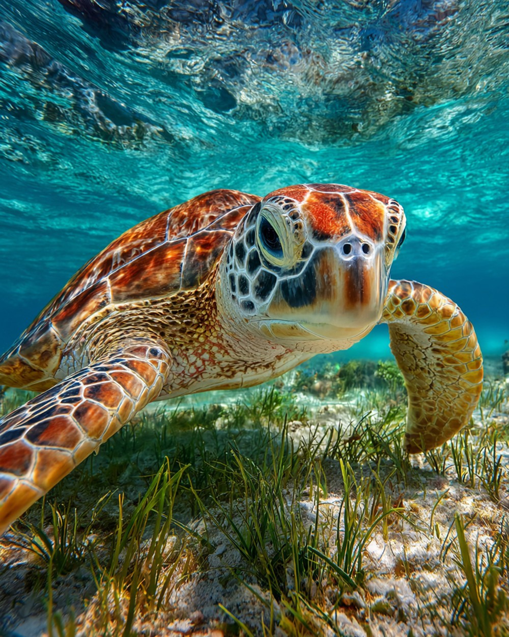 Zeeschildpad op de Zeebodem Diamond Painting