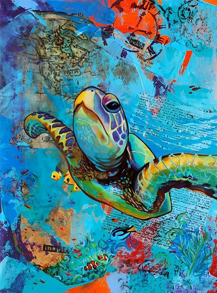 Zeeschildpadden en een Grote Verscheidenheid aan Vissen Diamond Painting