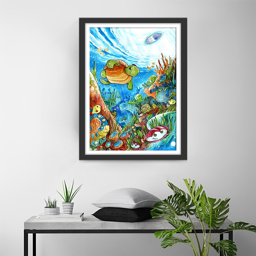 Zeeschildpadden en Kleurrijke Zeedieren Diamond Painting