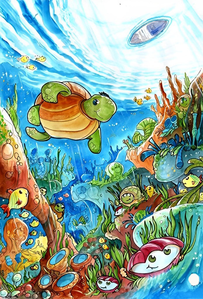 Zeeschildpadden en Kleurrijke Zeedieren Diamond Painting