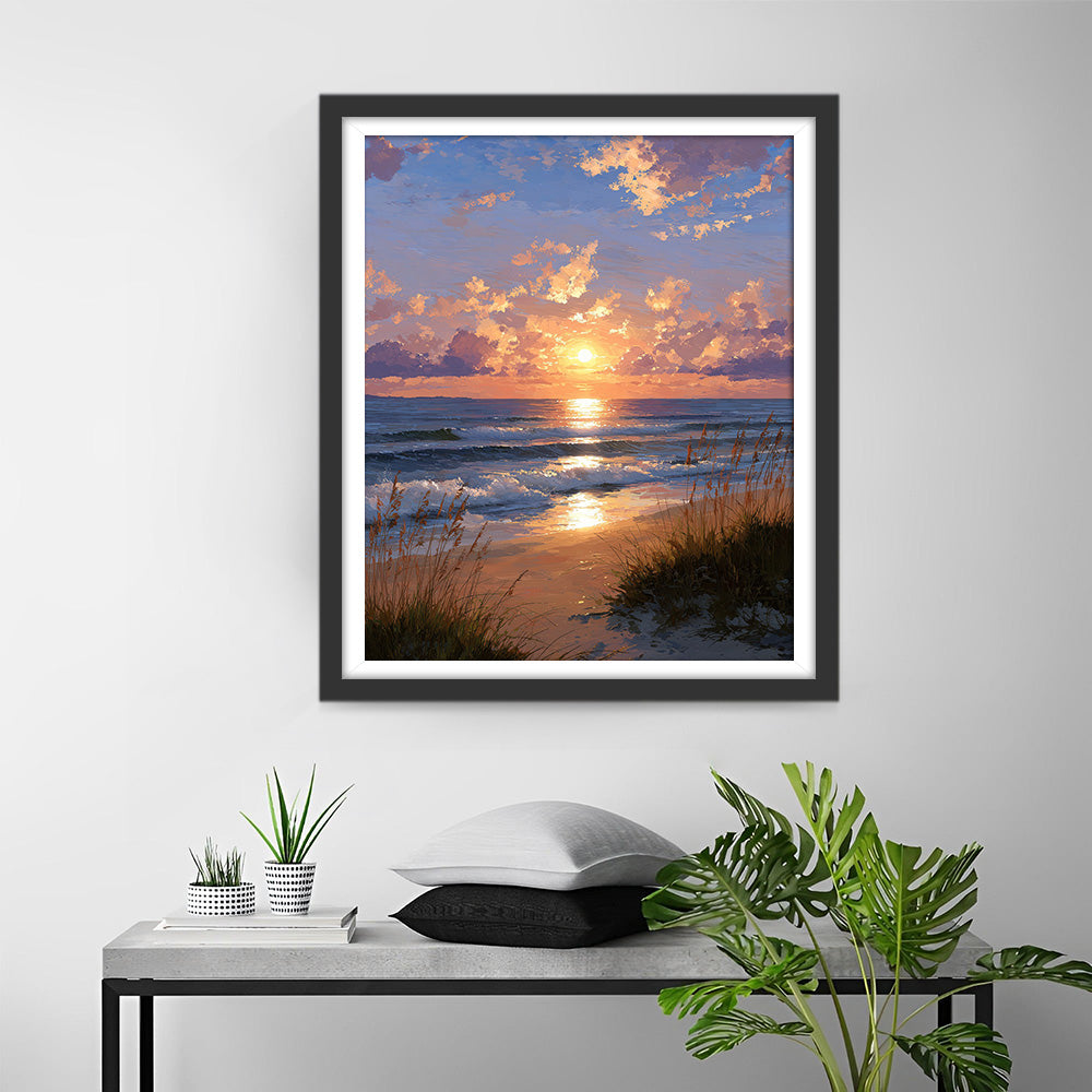 Zeezicht bij Dageraad in de Winter Diamond Painting