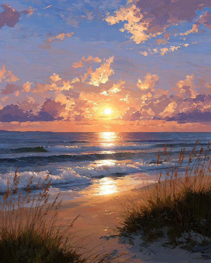 Zeezicht bij Dageraad in de Winter Diamond Painting