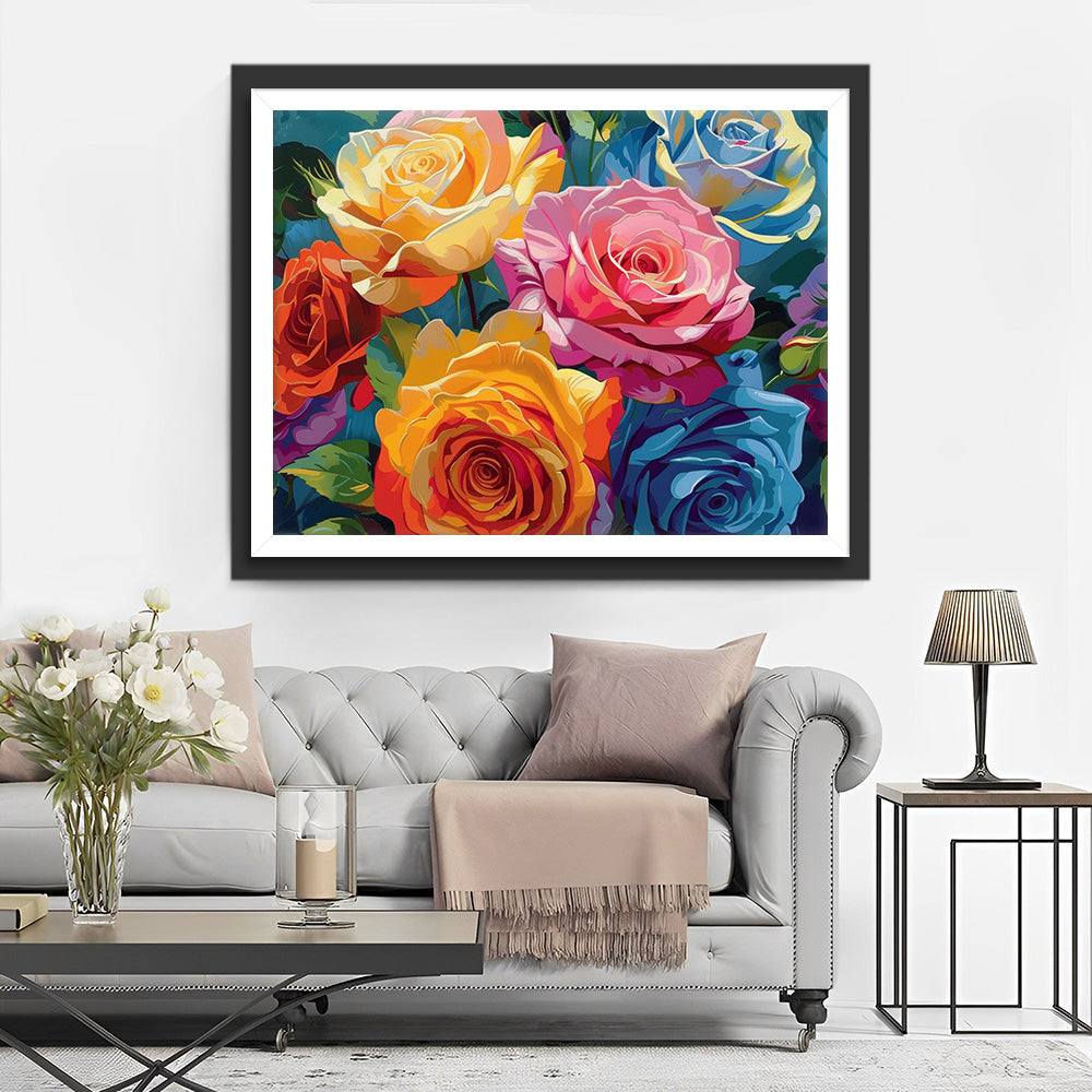 Zes Kleurige Rozen Diamond Painting