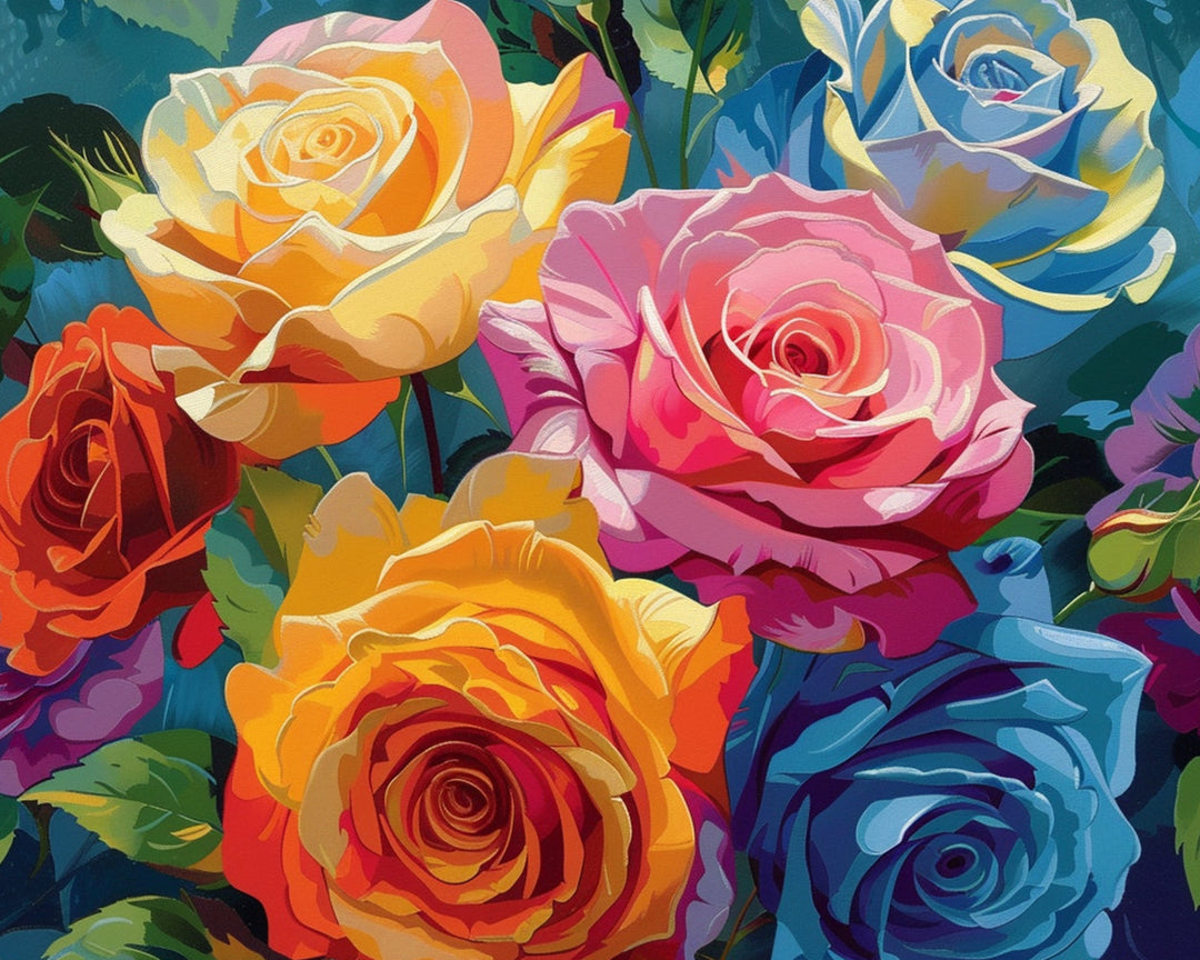 Zes Kleurige Rozen Diamond Painting