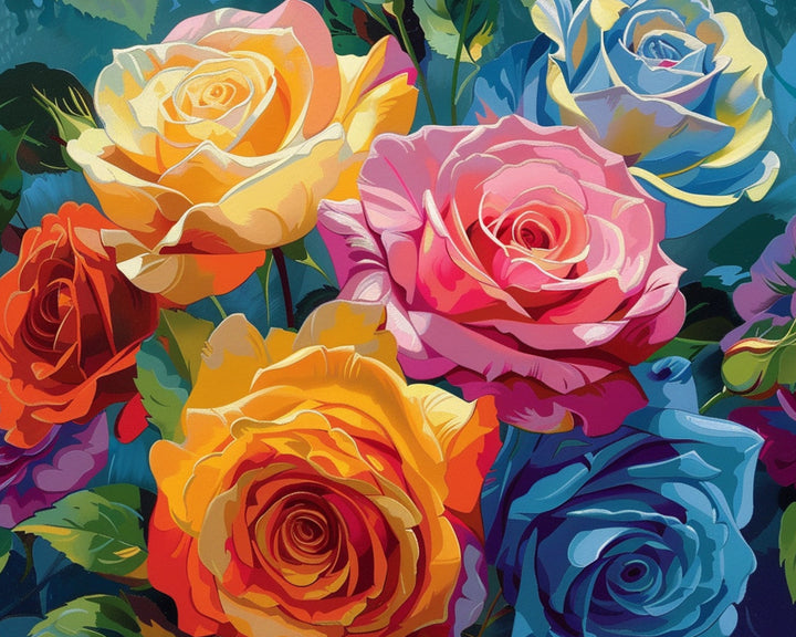 Zes Kleurige Rozen Diamond Painting