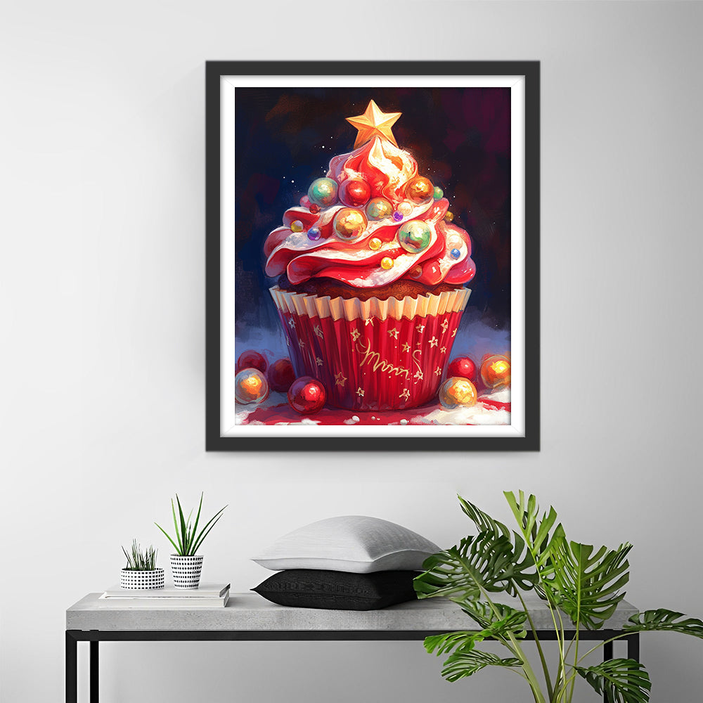 Zoete een Dromerige Kerstcupcake Diamond Painting