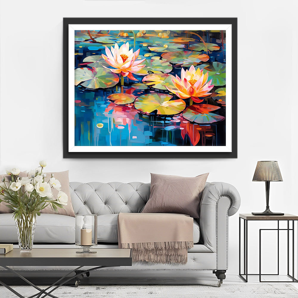 Zomerse Lotuspoel Diamond Painting