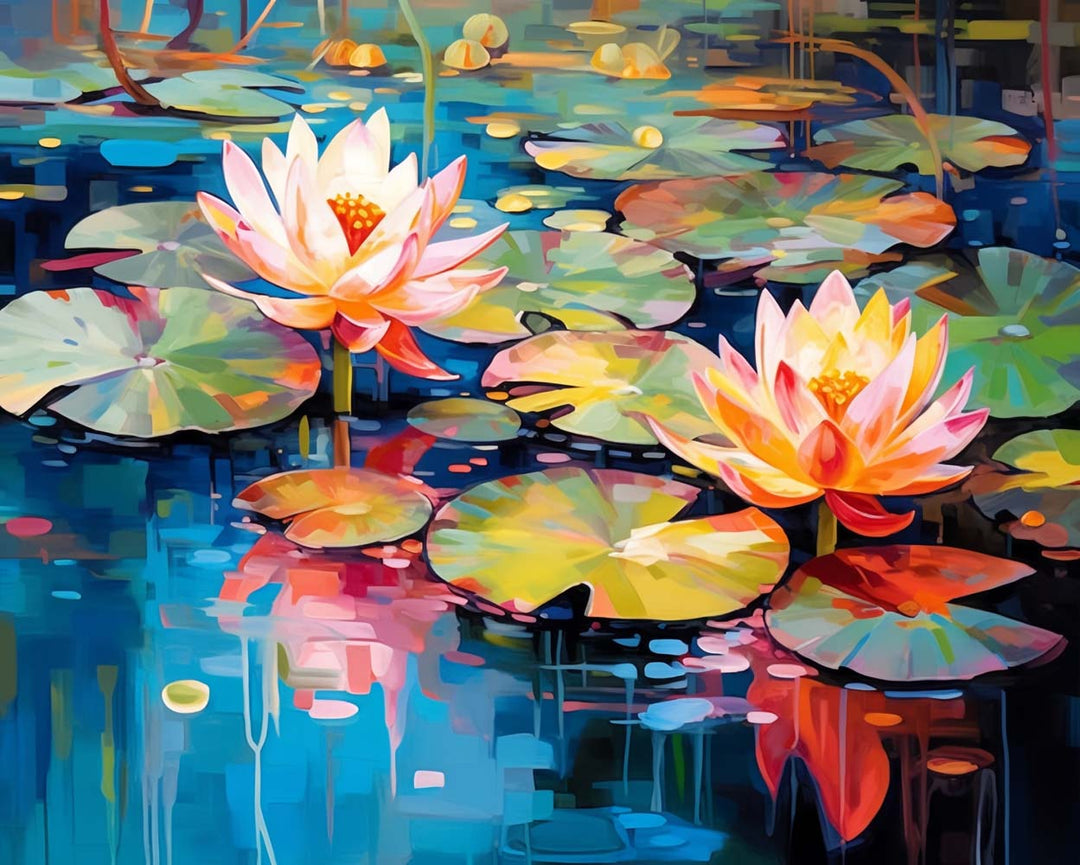 Zomerse Lotuspoel Diamond Painting