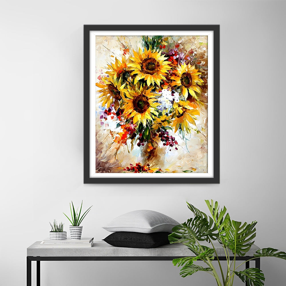 Zonnebloem in Olieverfstijl Diamond Painting