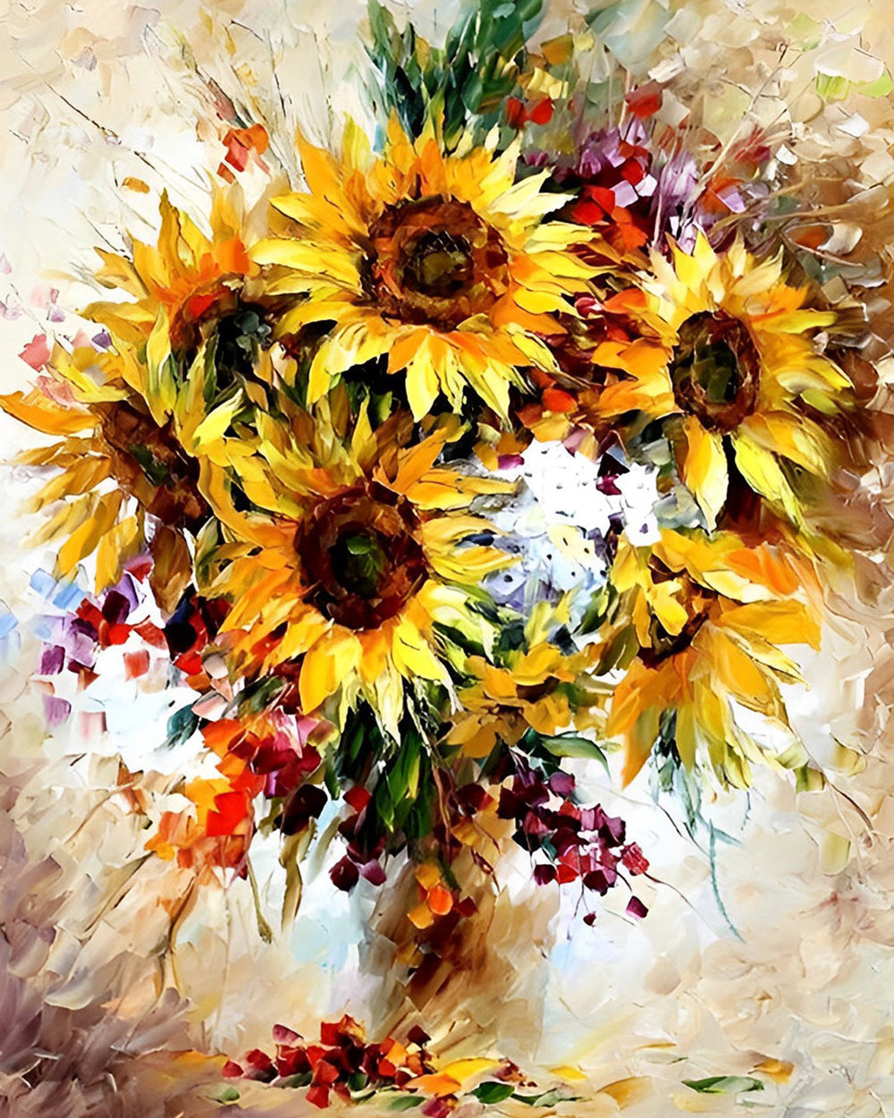 Zonnebloem in Olieverfstijl Diamond Painting