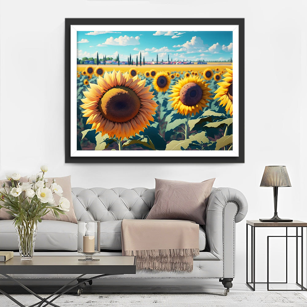 Zonnebloem Veld Diamond Painting