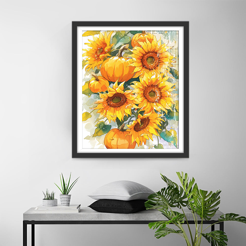 Zonnebloemen en Pompoenen Diamond Painting