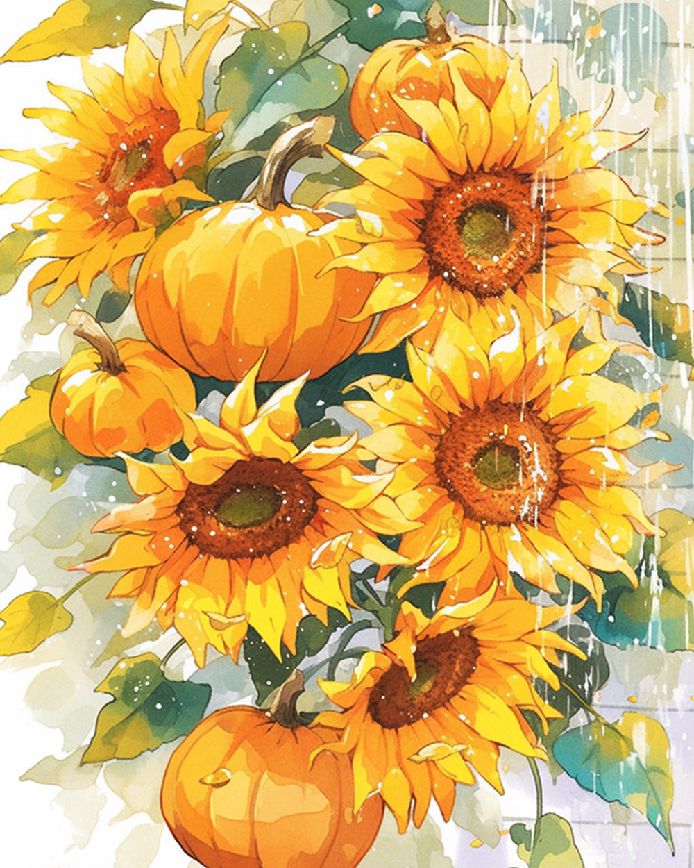 Zonnebloemen en Pompoenen Diamond Painting