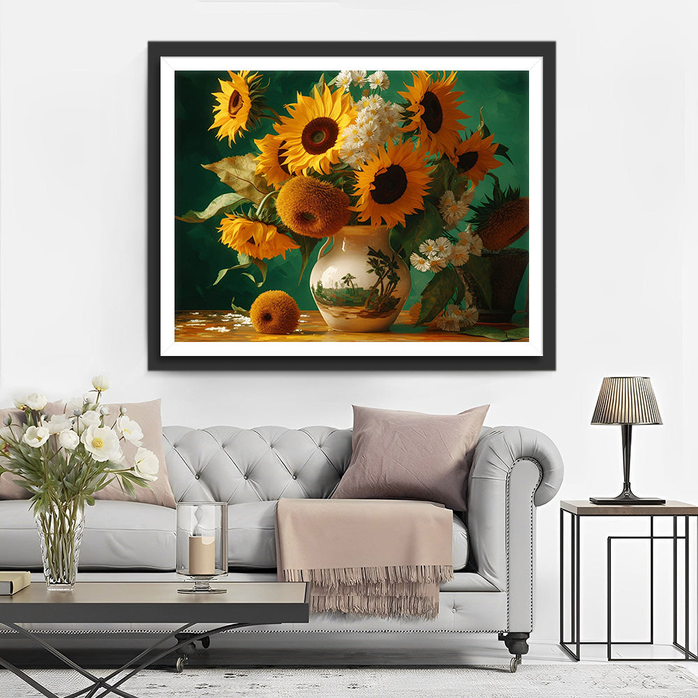 Zonnebloemen in Keramische Vaas Diamond Painting
