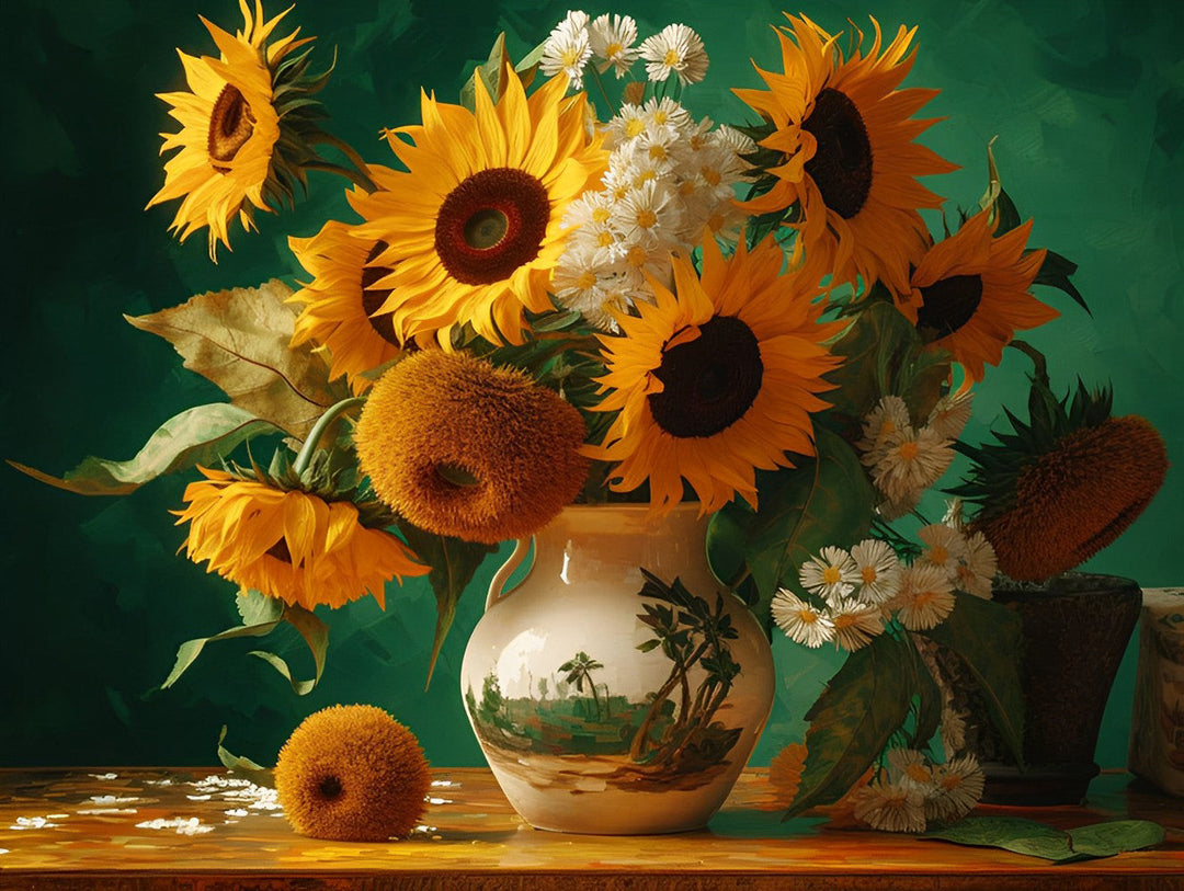 Zonnebloemen in Keramische Vaas Diamond Painting