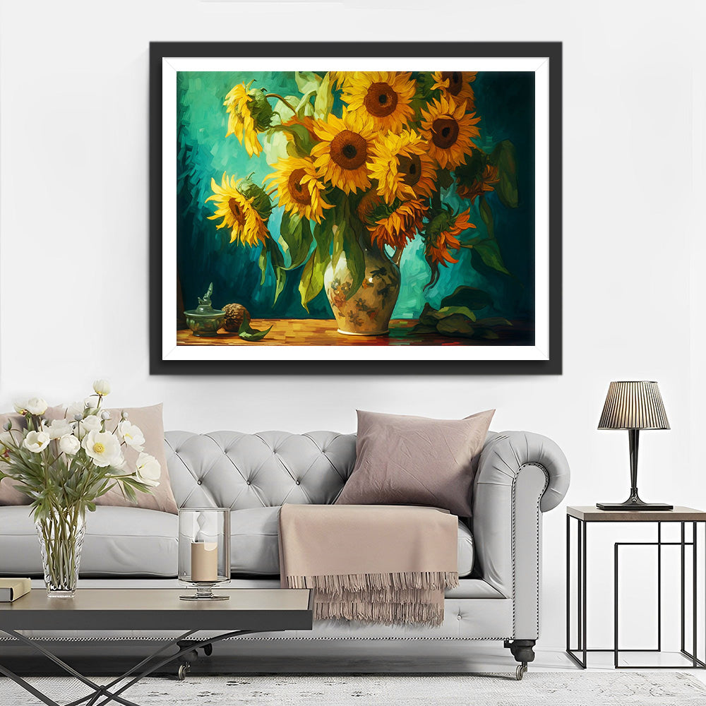 Zonnebloemen in Vaas Diamond Painting