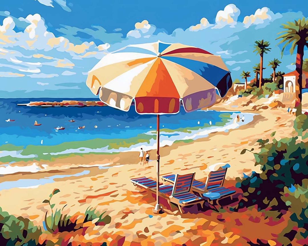 Zonwering Lounge Stoel en Zee Diamond Painting