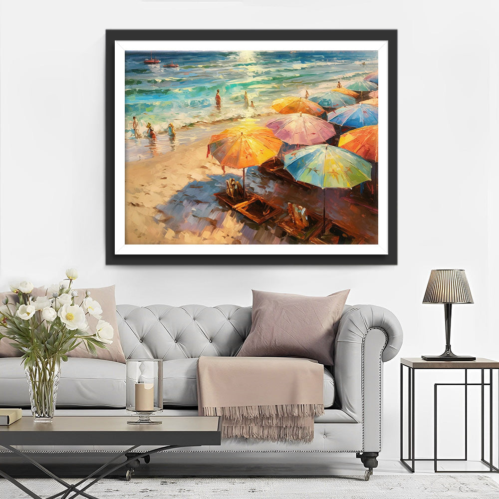 Zonwering Lounge Stoel op het Strand Diamond Painting
