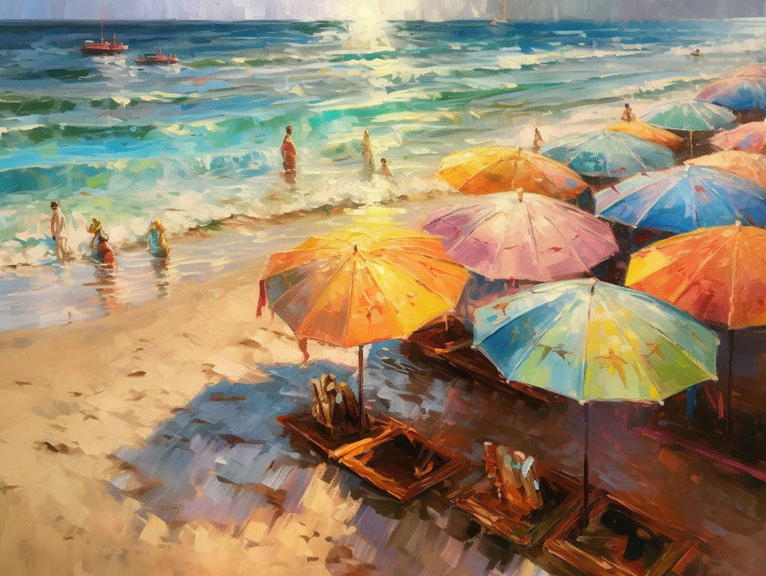 Zonwering Lounge Stoel op het Strand Diamond Painting