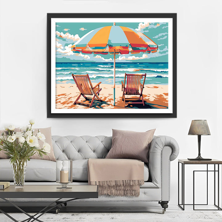 Zonwering Lounge Stoelen aan de Zee Diamond Painting