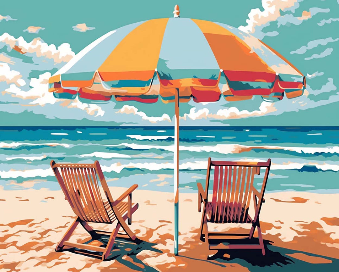 Zonwering Lounge Stoelen aan de Zee Diamond Painting
