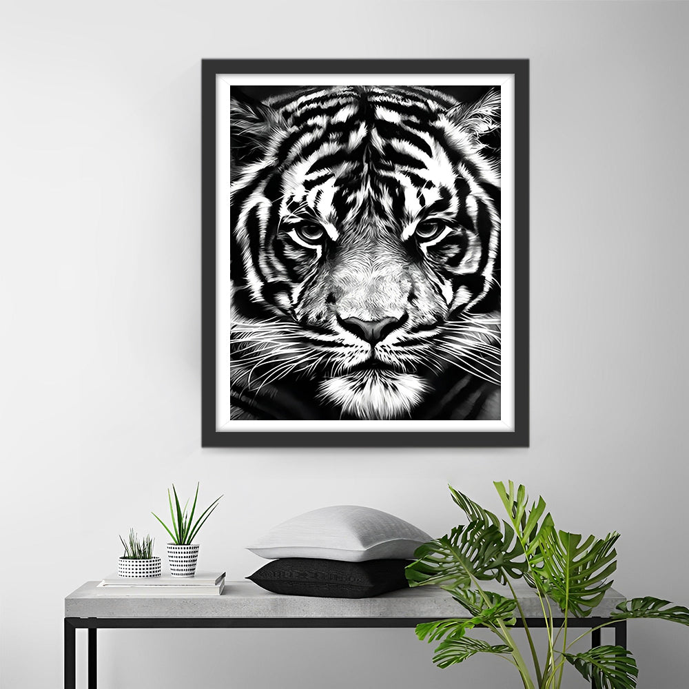 Zwart-witte Tijger Diamond Painting