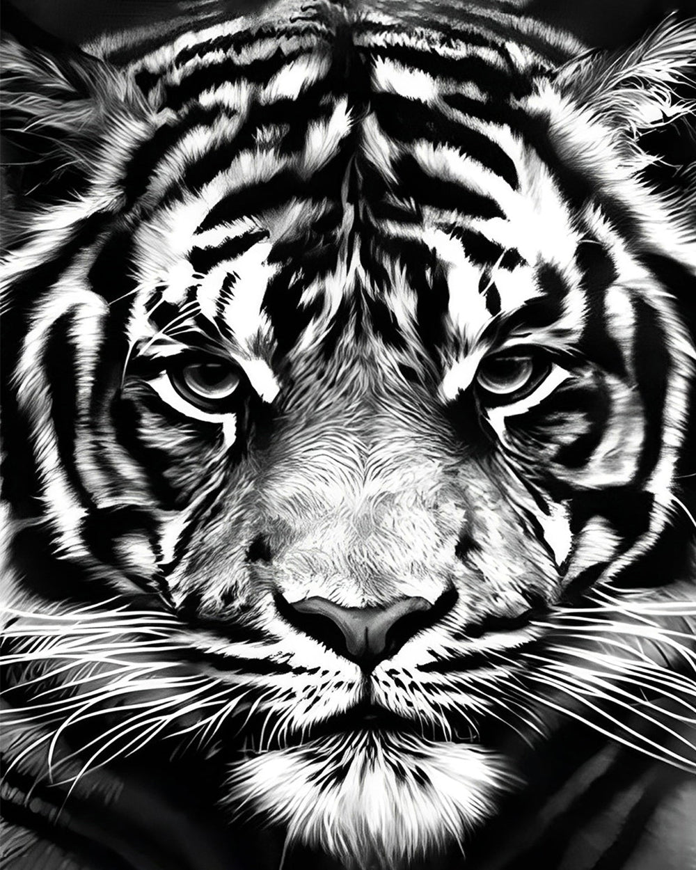 Zwart-witte Tijger Diamond Painting