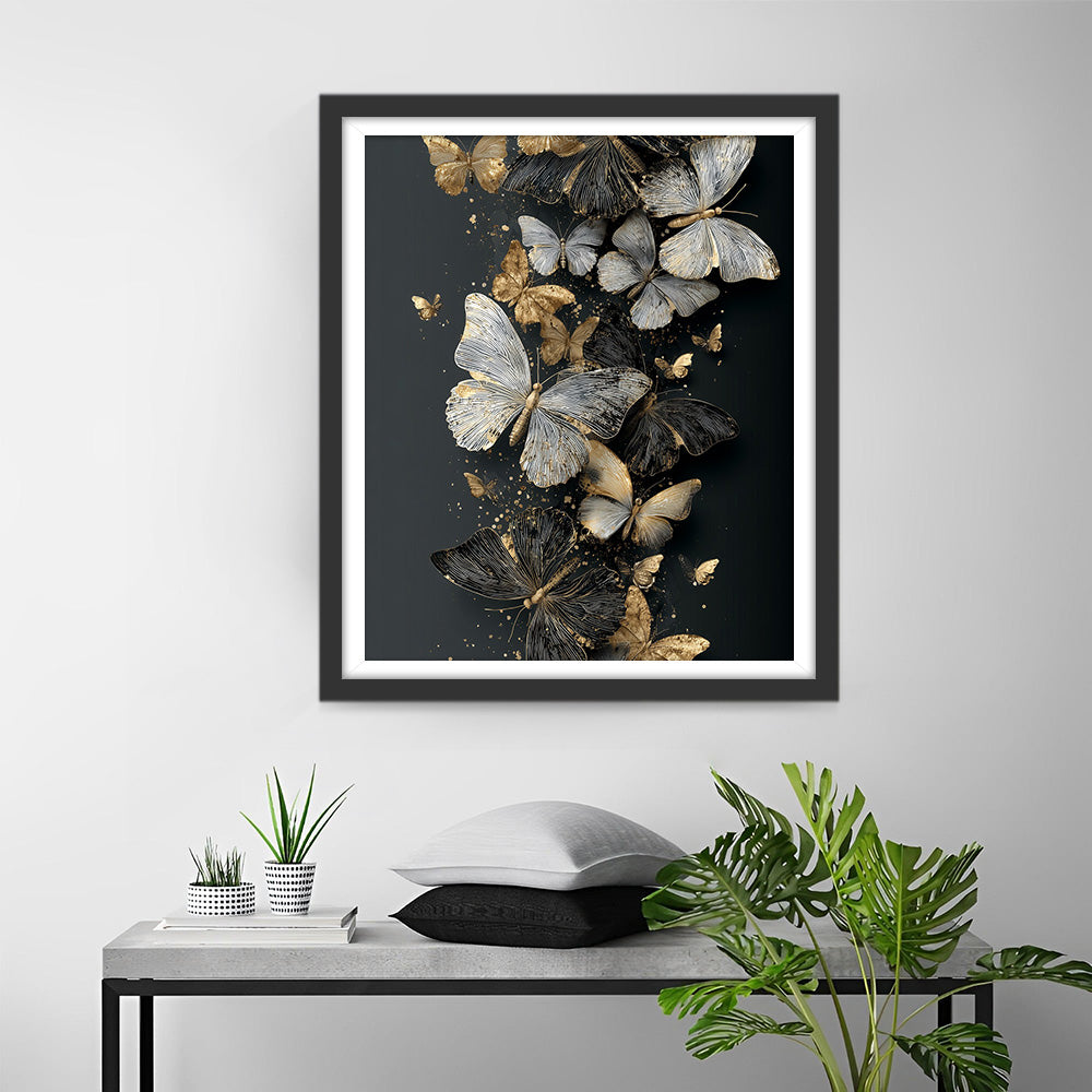 Zwarte en Gouden Vlinder Cluster Diamond Painting