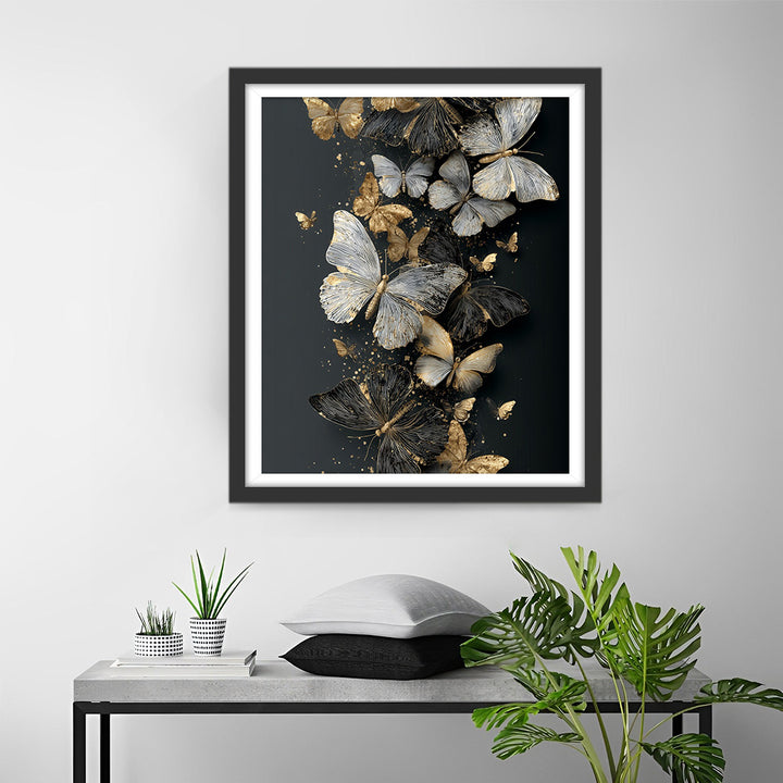 Zwarte en Gouden Vlinder Cluster Diamond Painting