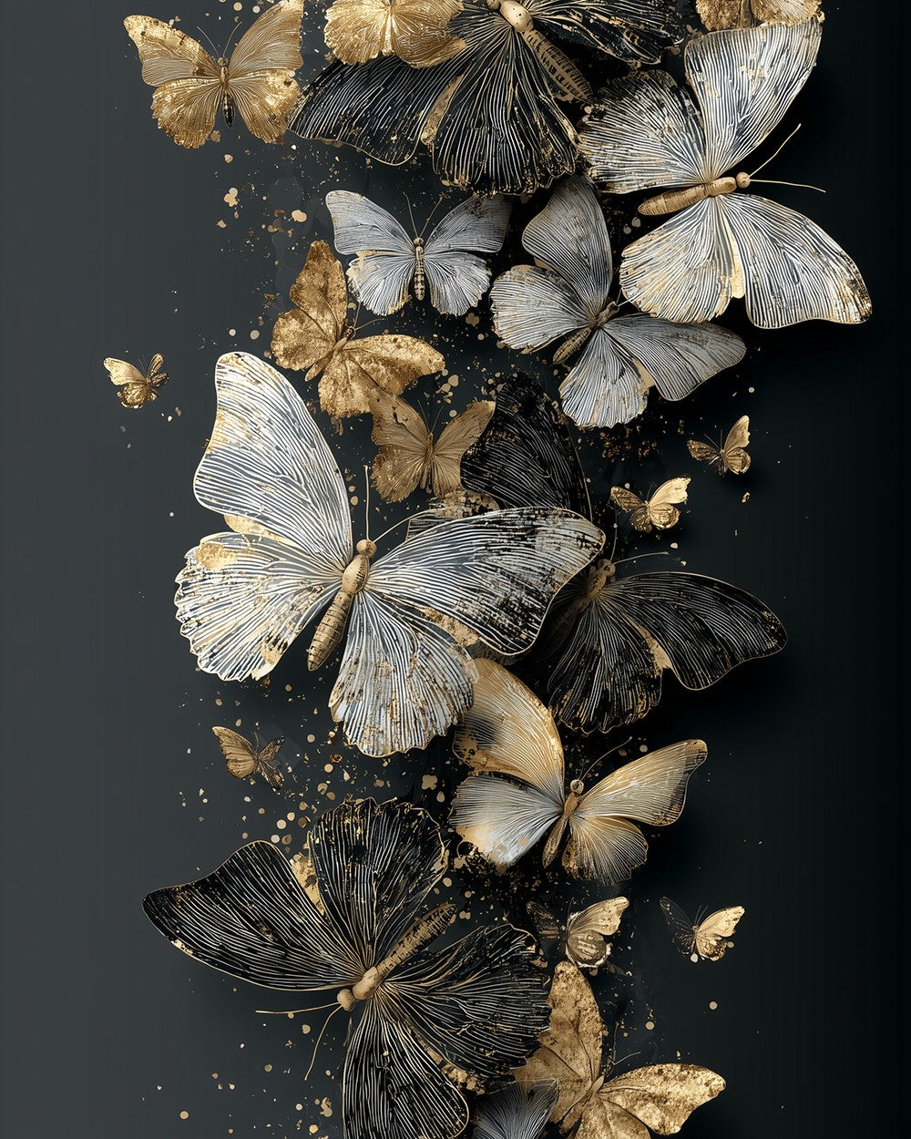 Zwarte en Gouden Vlinder Cluster Diamond Painting