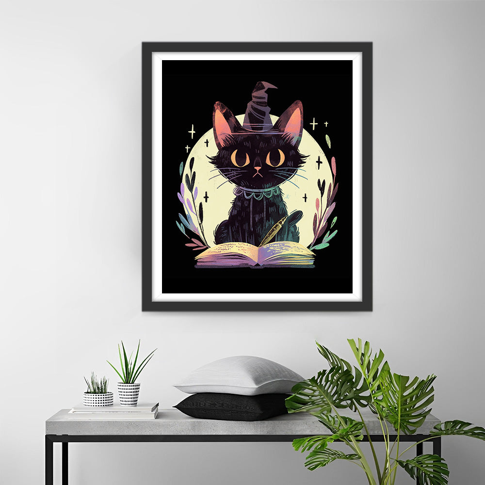 Zwarte Magische Kat Diamond Painting
