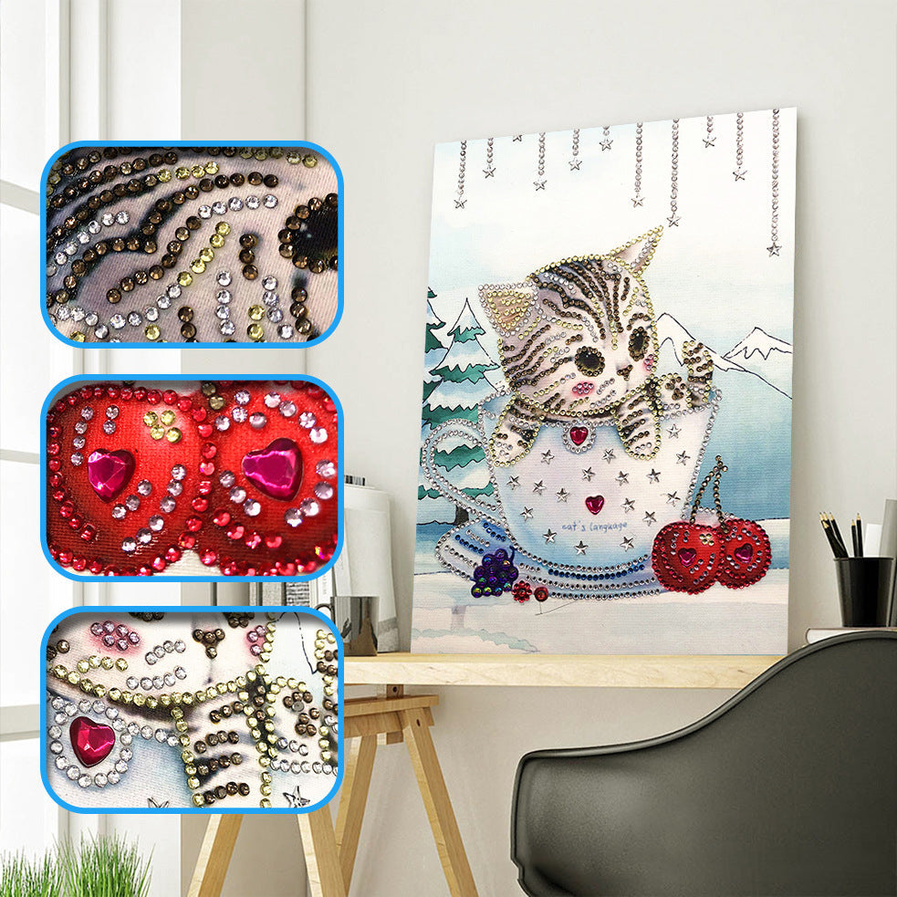 Speciaal Gevormde Strass Kat Diamond Painting DPCATH002