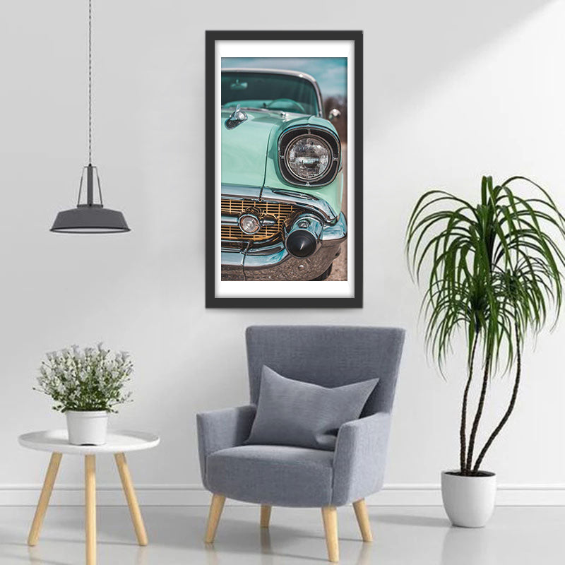 Aantrekkelijke Vintage Mintgroene Wagen Diamond Painting