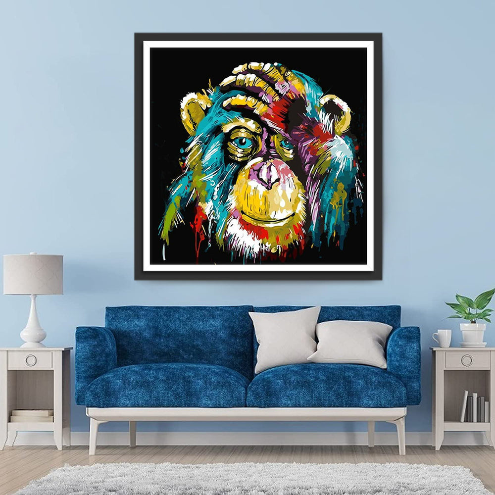 Aap bedekt zijn Hoofd Diamond Painting