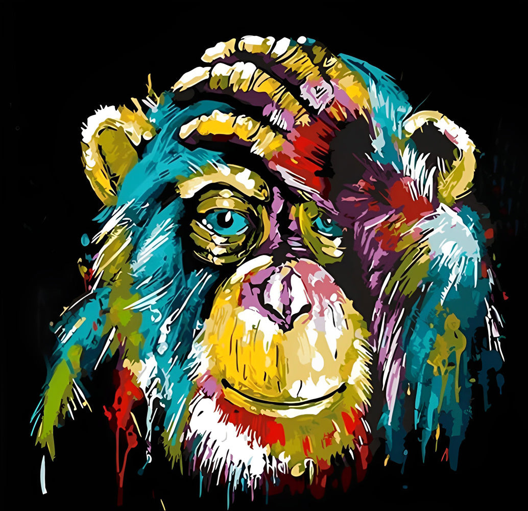 Aap bedekt zijn Hoofd Diamond Painting