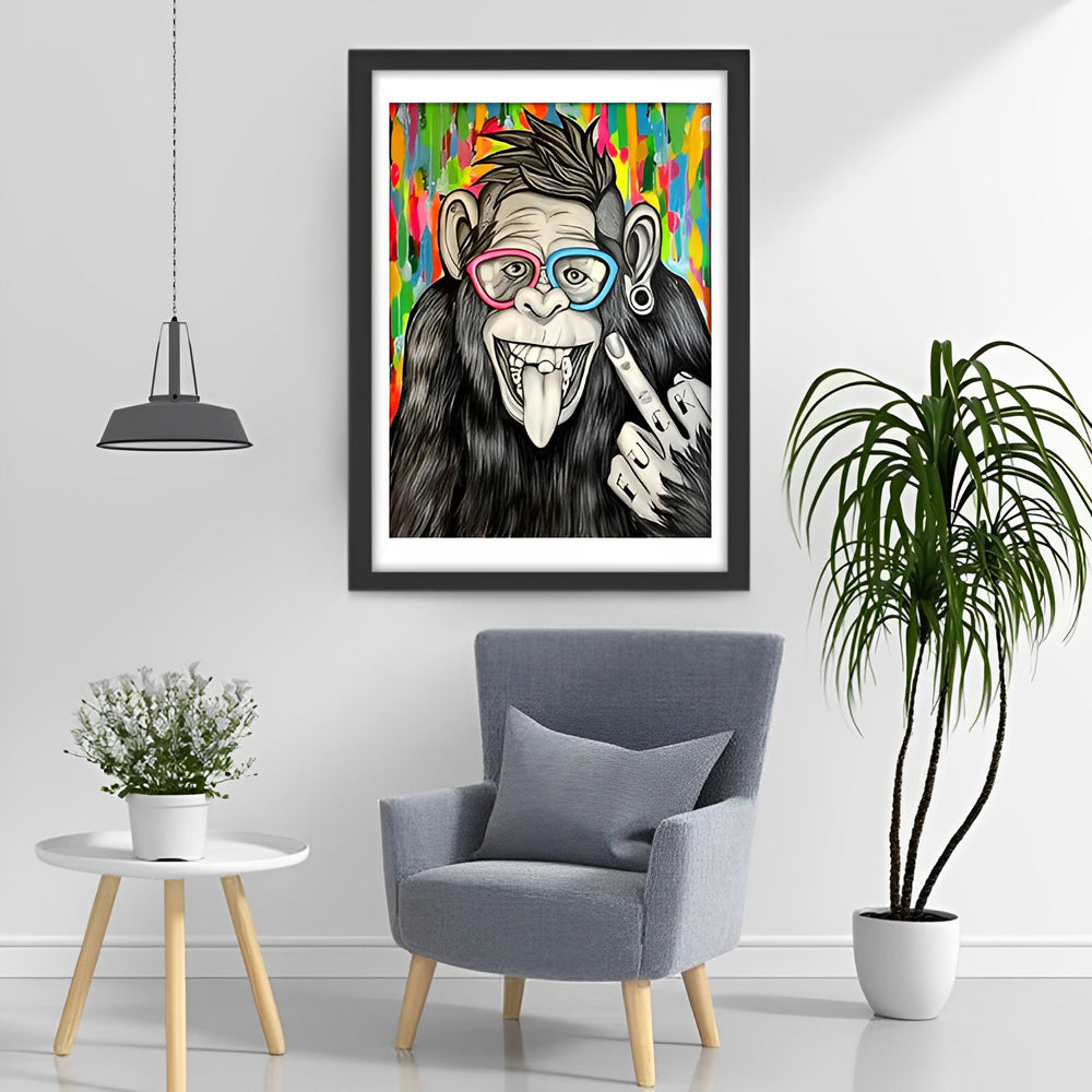 Aap in Hiphopstijl Diamond Painting